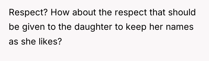 Respect? How about the respect that should be given to...