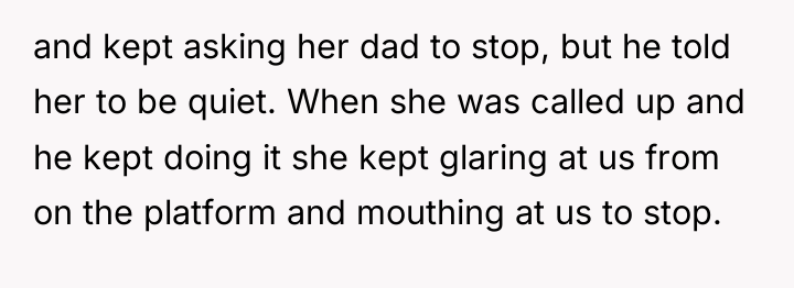 and kept asking her dad to stop, but he told...