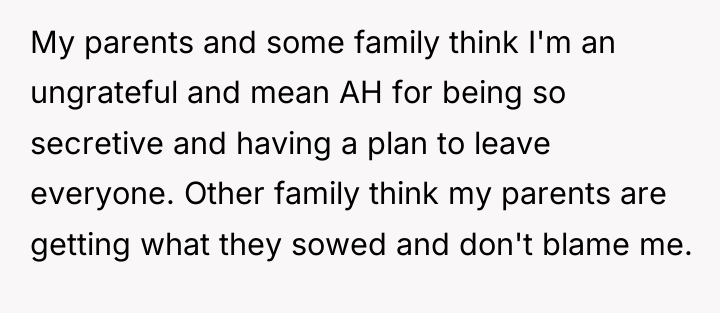 My parents and some family think I'm an ungrateful and...