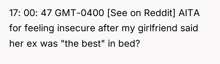 17: 00: 47 GMT-0400 [See on Reddit] AITA for feeling...