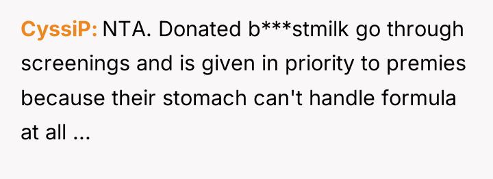 CyssiP NTA. Donated b***stmilk go through screenings and is given...