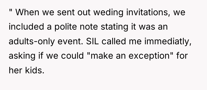 " When we sent out weding invitations, we included a...