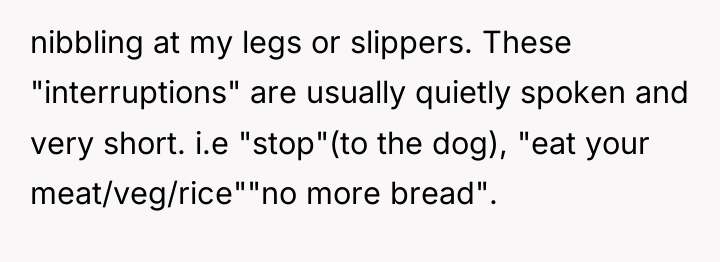 nibbling at my legs or slippers. These "interruptions" are usually...