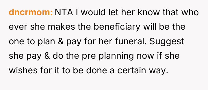 dncrmom NTA I would let her know that who ever...