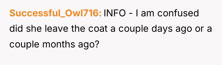 Successful_Owl716 INFO - I am confused did she leave the...
