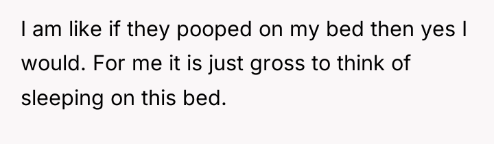 I am like if they pooped on my bed then...
