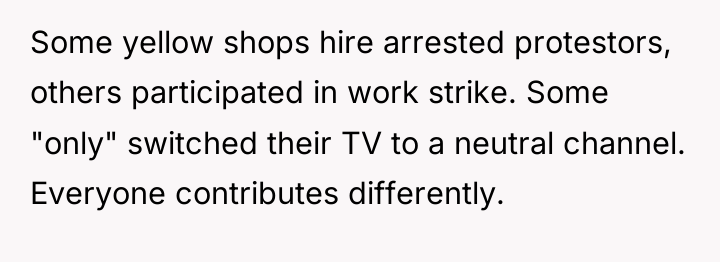 Some yellow shops hire arrested protestors, others participated in work...