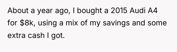 About a year ago, I bought a 2015 Audi A4...