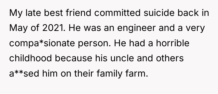 My late best friend committed suicide back in May of...