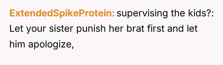 ExtendedSpikeProtein supervising the kids?: Let your sister punish her brat...