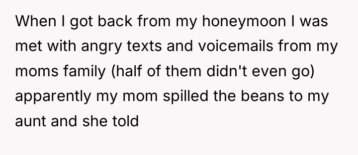 When I got back from my honeymoon I was met...