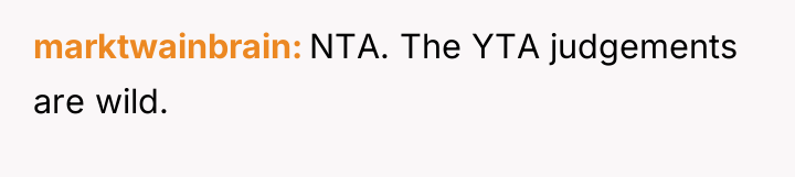 marktwainbrain NTA. The YTA judgements are wild.