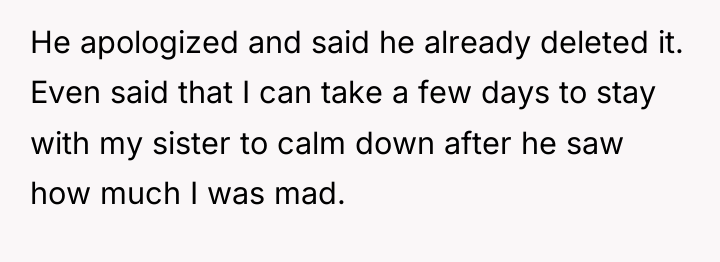 He apologized and said he already deleted it. Even said...
