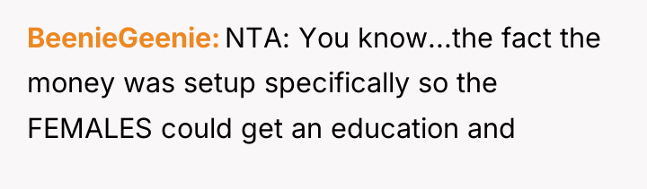 BeenieGeenie NTA: You know...the fact the money was setup specifically...