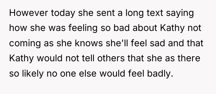However today she sent a long text saying how she...