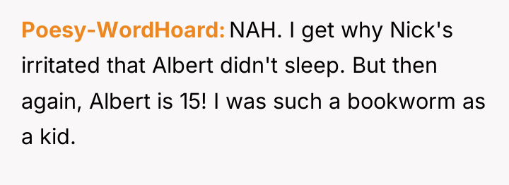 Poesy-WordHoard NAH. I get why Nick's irritated that Albert didn't...