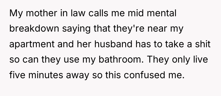 My mother in law calls me mid mental breakdown saying...