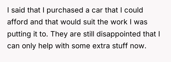 I said that I purchased a car that I could...