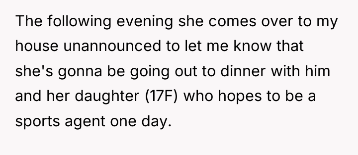 The following evening she comes over to my house unannounced...
