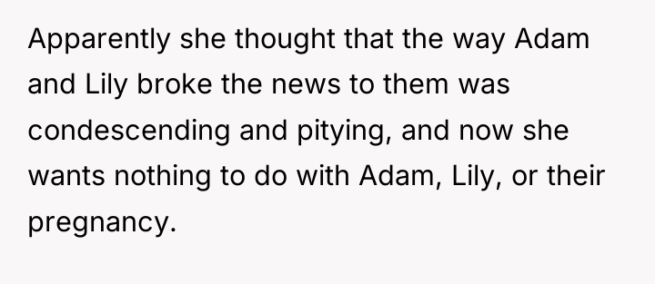 Apparently she thought that the way Adam and Lily broke...