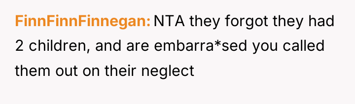 FinnFinnFinnegan NTA they forgot they had 2 children, and are...