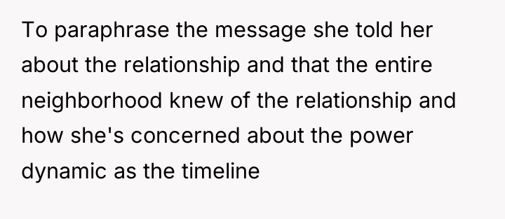 To paraphrase the message she told her about the relationship...