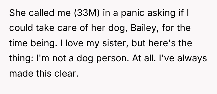 She called me (33M) in a panic asking if I...