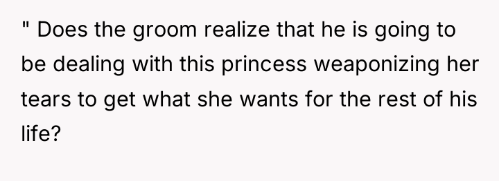 " Does the groom realize that he is going to...