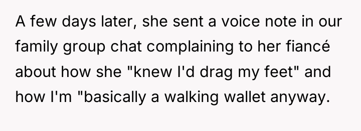 A few days later, she sent a voice note in...