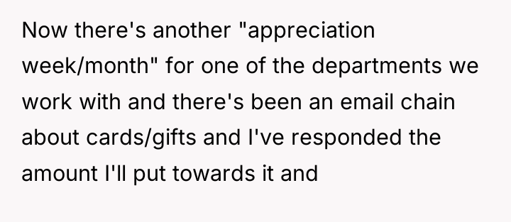 Now there's another "appreciation week/month" for one of the departments...