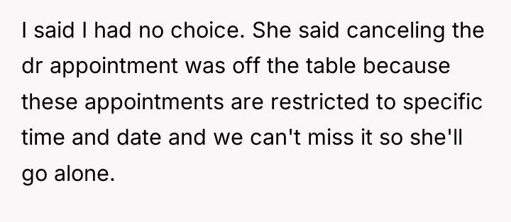 I said I had no choice. She said canceling the...
