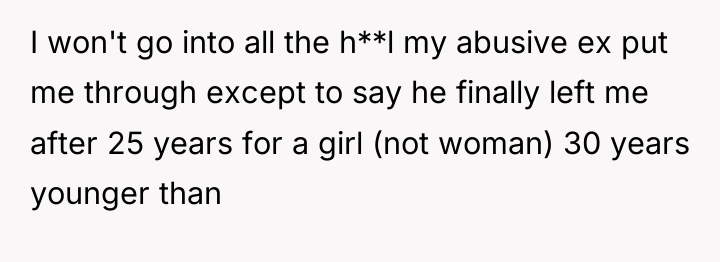 I won't go into all the h**l my abusive ex...