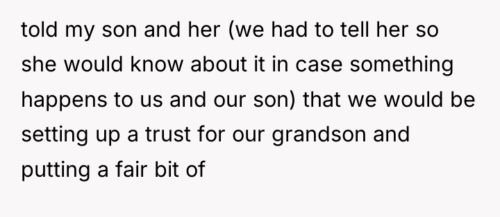 told my son and her (we had to tell her...