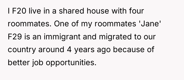 I F20 live in a shared house with four roommates....