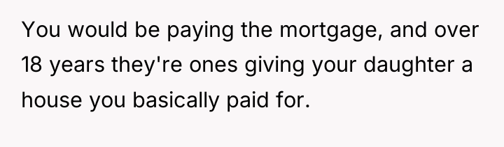 You would be paying the mortgage, and over 18 years...