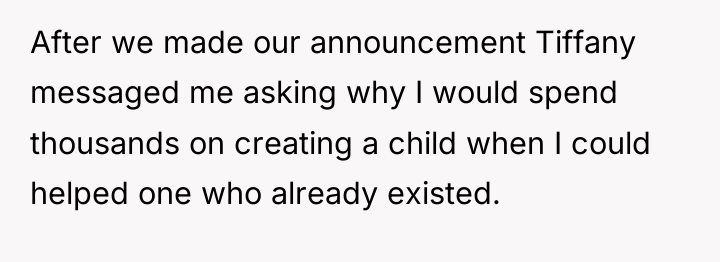 After we made our announcement Tiffany messaged me asking why...