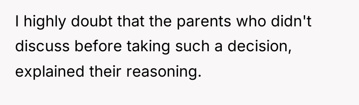 I highly doubt that the parents who didn't discuss before...