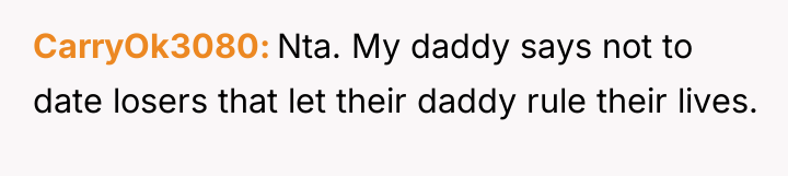 CarryOk3080 Nta. My daddy says not to date losers that...
