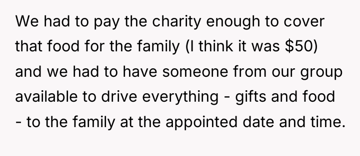 We had to pay the charity enough to cover that...