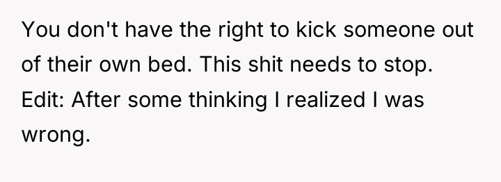 You don't have the right to kick someone out of...