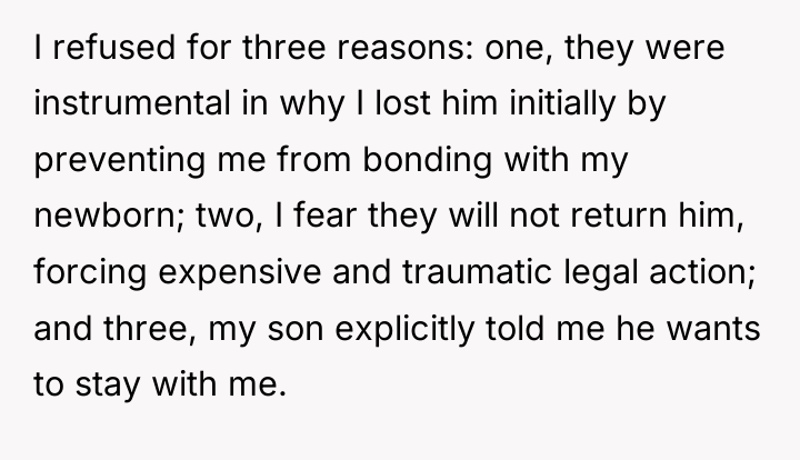 I refused for three reasons: one, they were instrumental in...