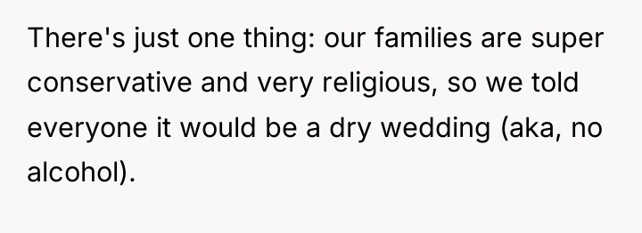 There's just one thing: our families are super conservative and...