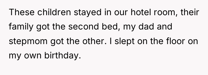 These children stayed in our hotel room, their family got...