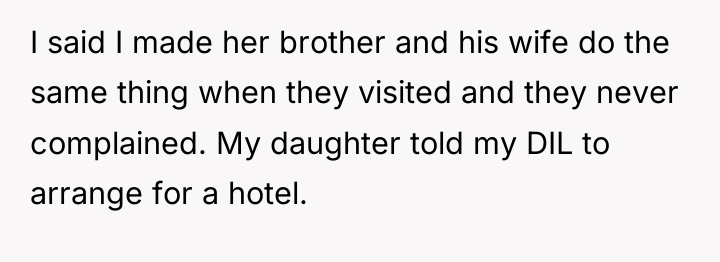 I said I made her brother and his wife do...