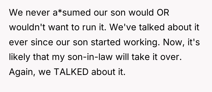 We never a*sumed our son would OR wouldn't want to...