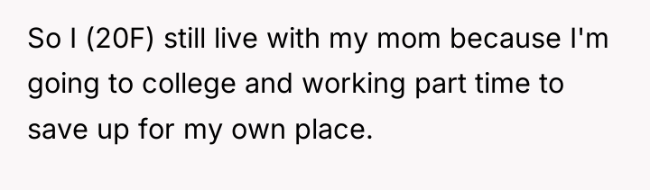 So I (20F) still live with my mom because I'm...