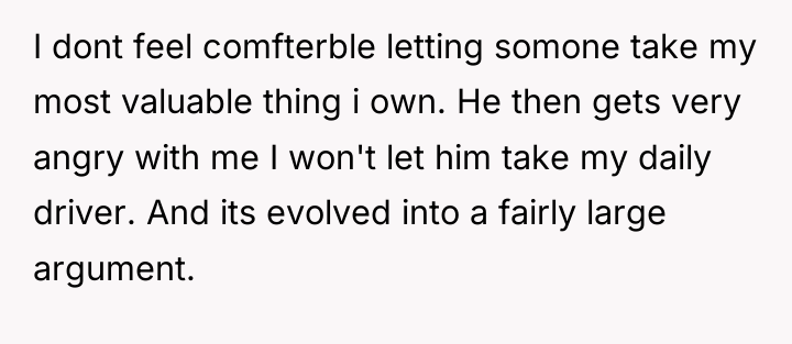 I dont feel comfterble letting somone take my most valuable...