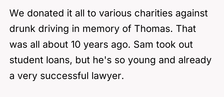 We donated it all to various charities against drunk driving...
