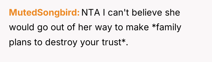 MutedSongbird NTA I can't believe she would go out of...