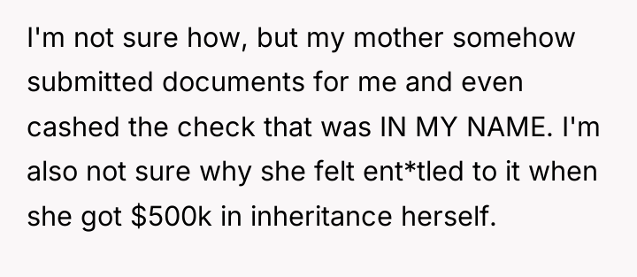 I'm not sure how, but my mother somehow submitted documents...